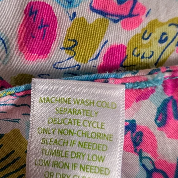 Lilly Pulitzer Blue Floral Print Bermuda Shorts with Pink & Green Accents - Picture 10 of 10